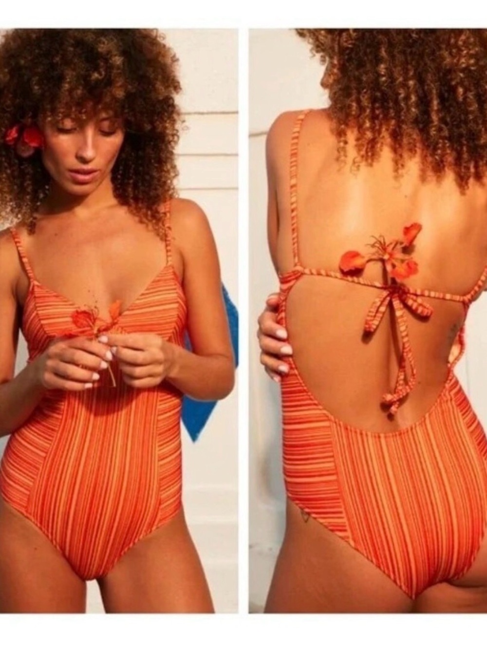 Seea Tia One-Piece Swimsuit in Yellow and Orange NWT
